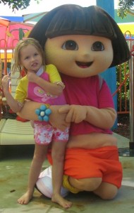 Small meets Dora the Explorer at White Water World