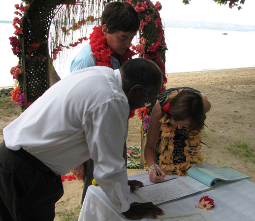 Annabel Candy Signing the marriage certificate