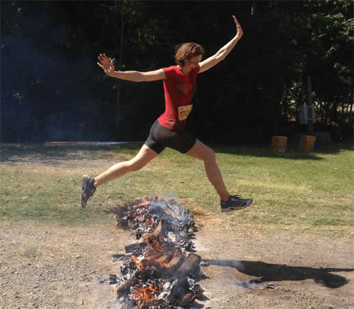 obstacle race fire jump