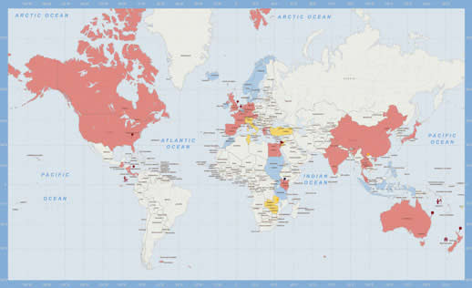 Personal travel map customised for the Candy family