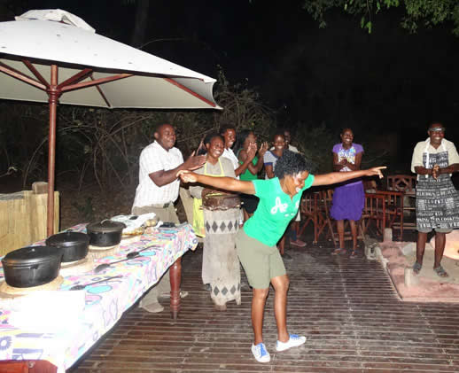 Kanga Camp staff get jiggy with a traditional music and dance show