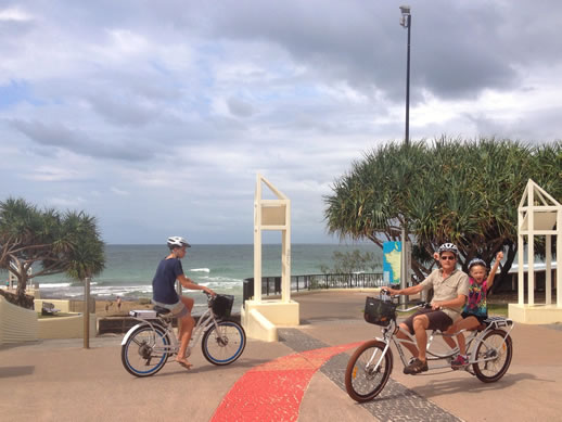 kings beach caloundra by electric bike